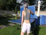 Watch Chloe enjoying the Summer in her shiny nylon Shorts