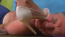 Isabella's massage with white heels