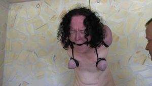 Minuit in a cruel Strappado with tight Breast Bondage