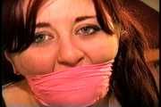 D75-07: 23 YR OLD REAL ESTATE BROKER IS MOUTH STUFFED, CLEAVE GAGGED, GAG TALKS, HANDGAGGED, WRAP TAPE BONDAGE TAPE GAGGED, BAREFOOT AND TIED TO A CHAIR WITH ROPE 5:17