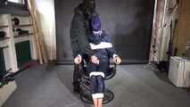 Aiyana in rainwear chairbound, gagged and hooded (and she loved it) Part2