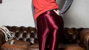 1002 Amber in Shiny Pants and Carolina TShirt
