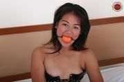 Tight Straps and Red Ballgag for Poor Asian Girl