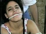 18 Yr LATINA ZARR IS ACE BANDAGE,  ROPE GAGGED AND BALL-TIED (D37-2)