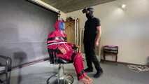 Ms Ungeniert tied gagged and played with in shiny nylon Rainwear part 2/2