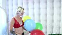 helium popping session in lingerie