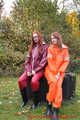 Miss Petra and Lady Nadja in AGU raingear (original AGU) and an exclusiv orange Adidas AGU raincoat