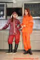 Miss Petra and Lady Nadja in AGU raingear (original AGU) and an exclusiv orange Adidas AGU raincoat