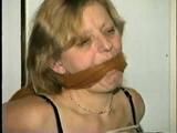 43 YEAR OLD WAITRESS CLEAVE GAGGED, CHAIR TIED, HOG-TIED, & HANDGAGGED (D53-3)