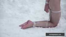 Naked barefoot Greta is tightly bound in snow - Part 2