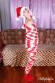 Bekki - Mummified for Christmas in red and white tape