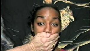 BLACK COLLEGE STUDENT MOUTH STUFFED, HANDGAGGED & DUCT TAPED (D18-12)