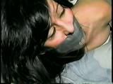 40 Yr OLD HAIRDRESSER PANTY MOUTH STUFFED, TAPE GAGGED, HOG-TIED, TOE-TIED & CROTCH ROPED ON BED (D38-4)