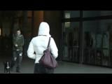 Alina walking on the street wearing a supersexy white down jacket and a jeans (Video)