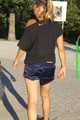 Watch Sandra enjoying her Day in her Shiny Nylon Shorts