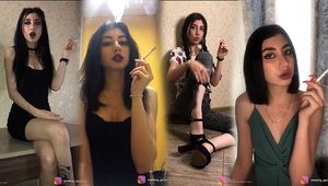 Compilation of smoking fetish clips with Anastasia smoking model from Russia