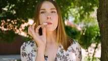 Evgeniya is smoking all white cigarettes