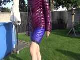 Watch Chloe taking a Shower in her new shiny nylon Downjacket