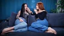 Lera and Irina are smoking and kissing barefoot - Part 1