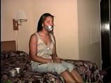 18 Yr OLD BLACK COLLEGE STUDENT IS MOUTH STUFFED, CLEAVE GAGGED, CHAIR TIED, SELF TYING & GAGGING WITH TAPE AND HANDCUFFS WHILE WEARING TORN BLUE JEANS AND BAREFOOT & TOE TIED (D64-10)