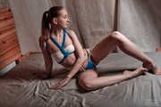 Colorful nylon shibari bondage in fast vanishing lingerie