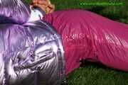 Watch Sandra beeing bound and gagged in her shiny nylon Downwear in the Garden