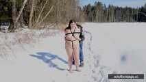 BBW Natasha in the snow bondage