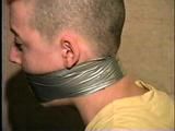 PUNK GIRL MELA GETS WRAP TAPE GAGGED, DUCT TAPE TIED, BAREFOOT, TOE TIED WITH TAPE & GAG TALKS (D60-8)