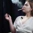 Sexy brown haired 19 yo is smoking two cork 100mm cigarettes